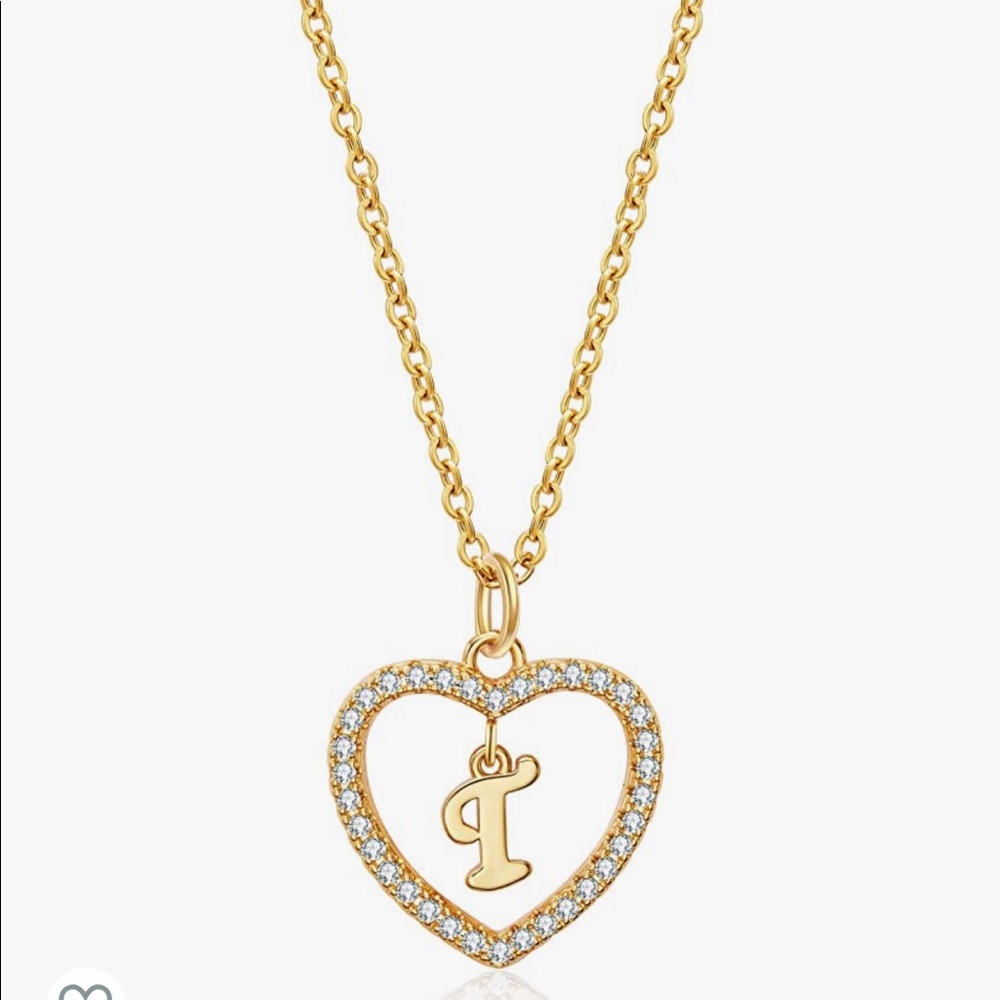 HolyFast Initial Heart Necklace T Heart Letter